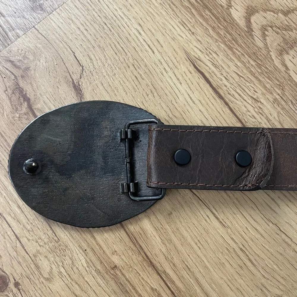 Western Americana Belt Men Brown‎ Love It Or Leave It Buckle 36